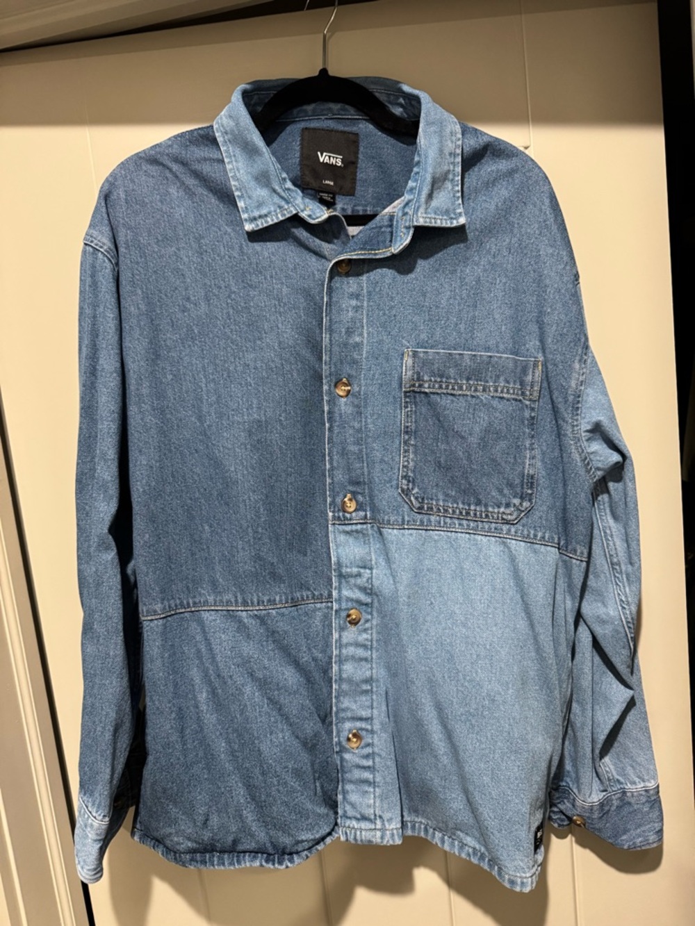 NWOT Vans Two-Tone Light and Dark Blue Denim Shirt Jacket